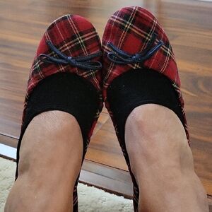 GAP Red Plaid Flats with Bow